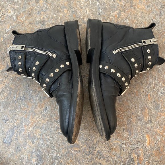 Zadig & Voltaire Laureen Spike Ankle Boots Shoes Black Leather - Picture 3 of 10